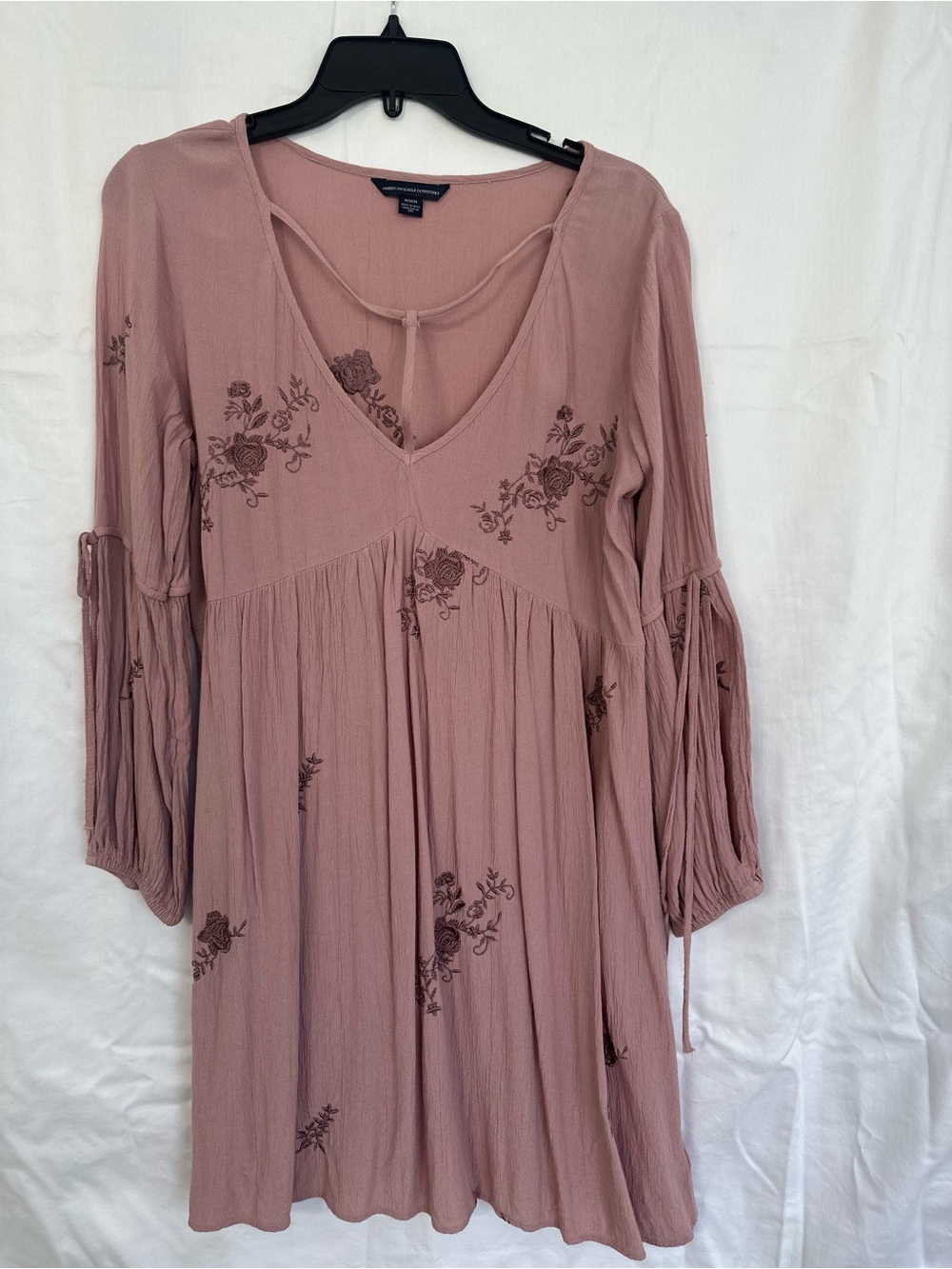 American Eagle Mauve Floral Gauze Peasant Dress
